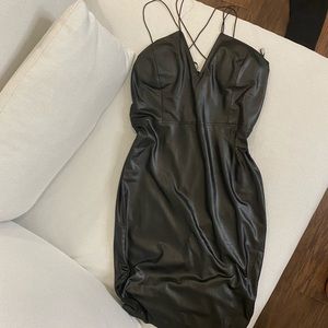 Black latex feel dress